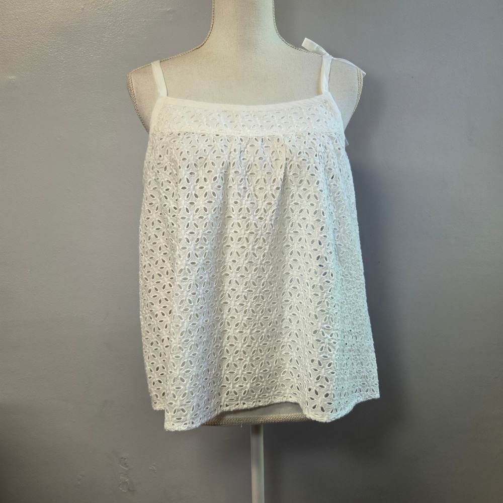 Gap Eyelet Lace Tie Strap Tank Top White Womens Medium